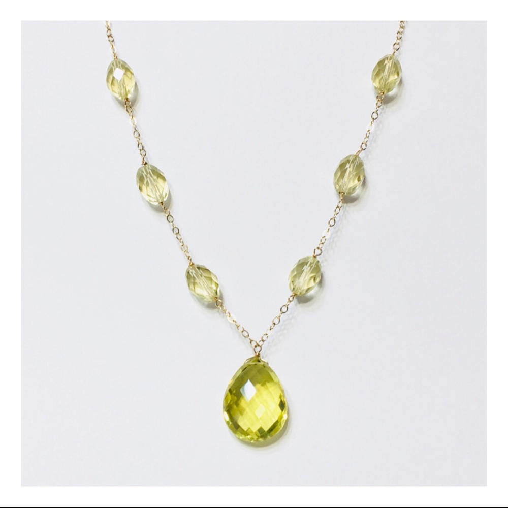 14k Gold Briolette Gemstone Necklace